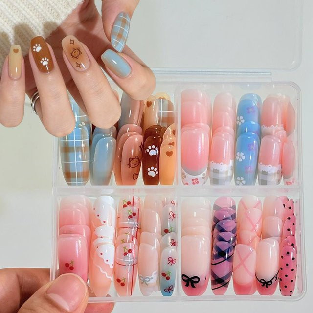 MAFANAILS Künstliche Nägel, Mittellange Ovale, Glänzend, 120 Stück - Bild 1