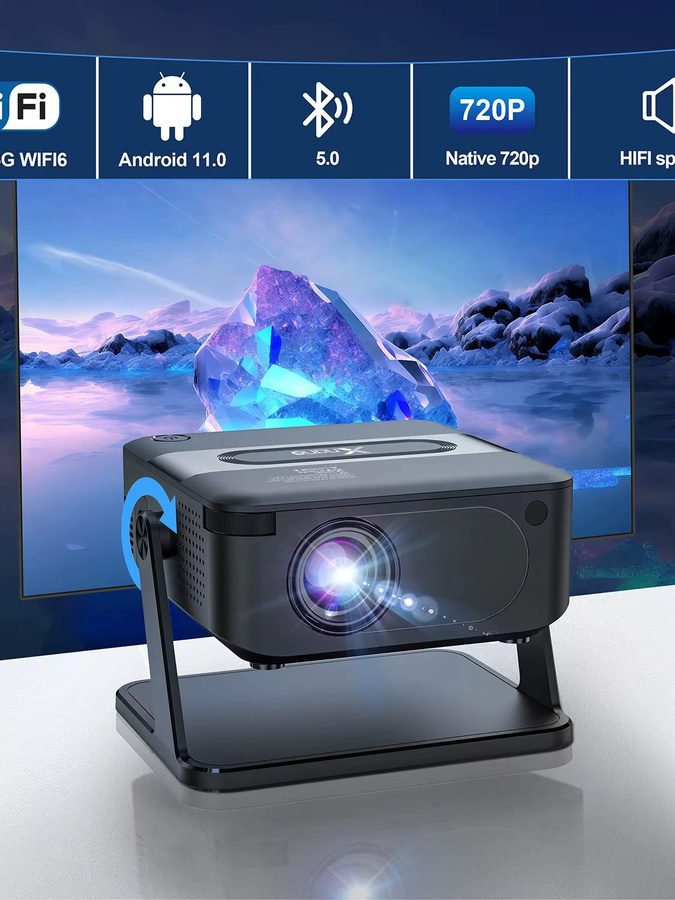 Xnano Mini-Projektor HA109 in Schwarz mit Android 11, WiFi 6 und Bluetooth 5.0, Native 300 ANSI Lumen, 4K UHD und 1080P Unterstützung für dein Heimkino-Erlebnis - Bild 7