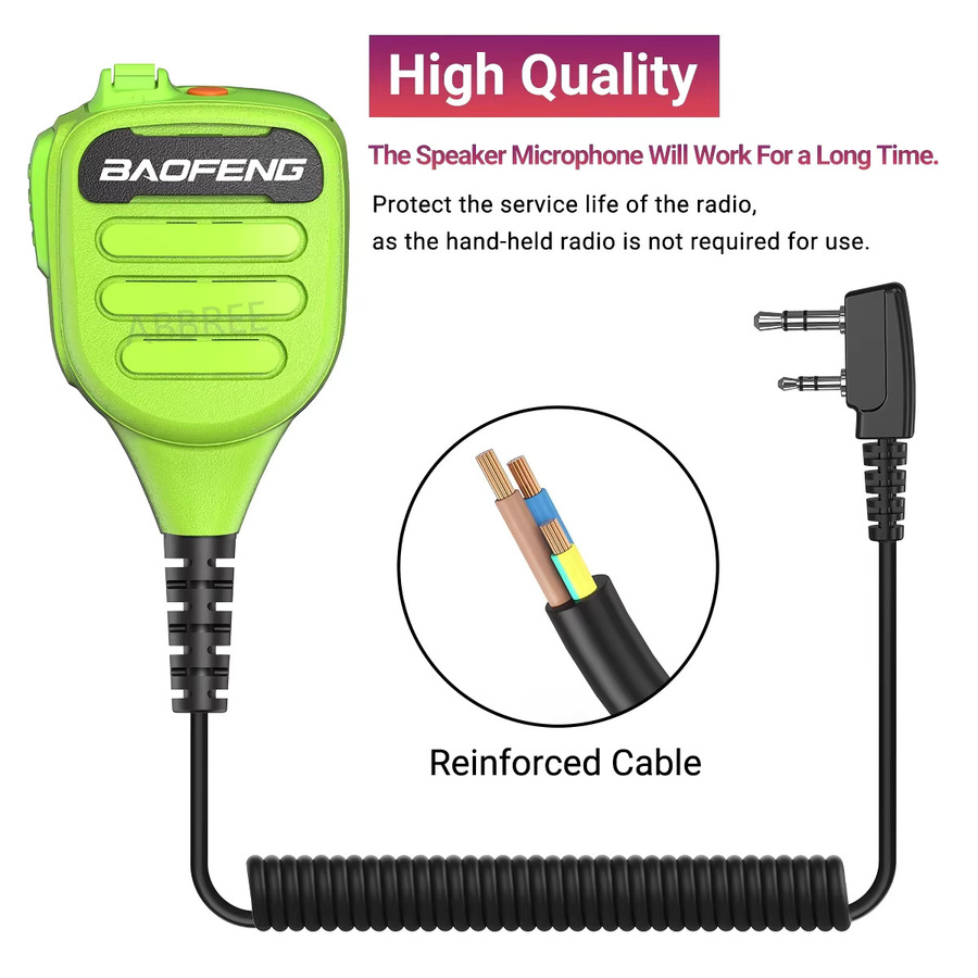 BAOFENG BF-850 Walkie-Talkie-Lautsprechermikrofon mit Dual PTT in Grün, IP54 wasserdicht, kompatibel mit BAOFENG AR-39, UV-21PRO, BF-888S, AR-152 und UV-5R - Bild 5