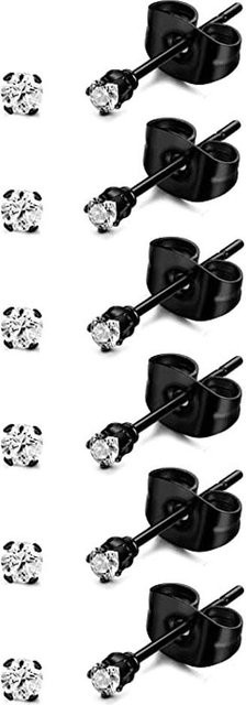 Ohrstecker Edelstahl, Zirkonia, Schwarz, Unisex - Bild 1