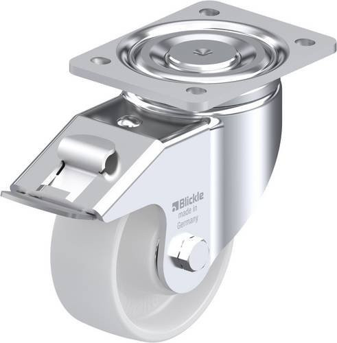 Blickle Lenkrolle LH-PO 127K-FI mit Feststeller in Silber und Weiß, Rad-Durchmesser: 125 mm, Tragfähigkeit: 400 kg - Bild 1