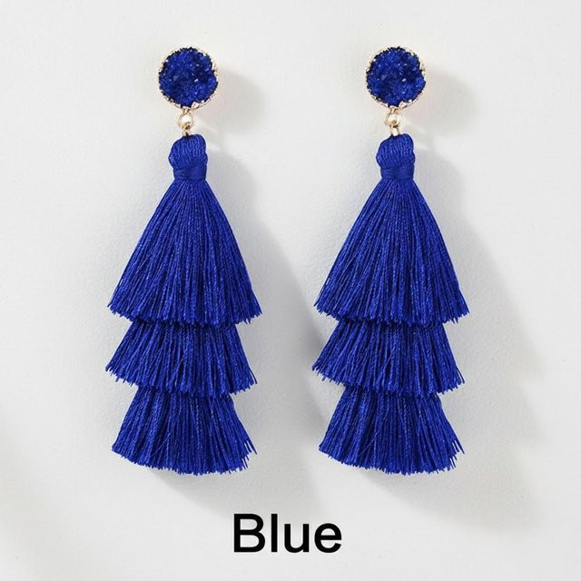 Ora Home Hängeohrringe, Boho-Quasten, blau, Damen - Bild 1