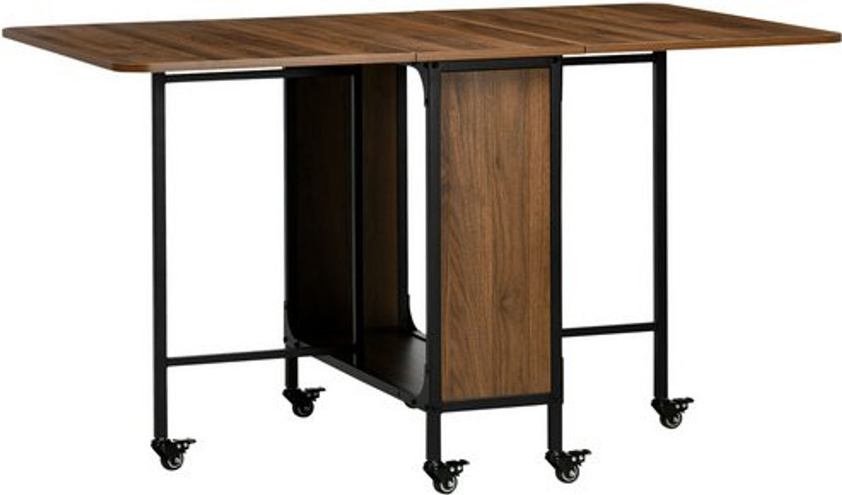 HOMCOM Esstisch aus Spanplatte und Metall in Braun, klappbarer rechteckiger Tisch mit Rollen, B/T/H: 130 x 80 x 74 cm - Bild 2