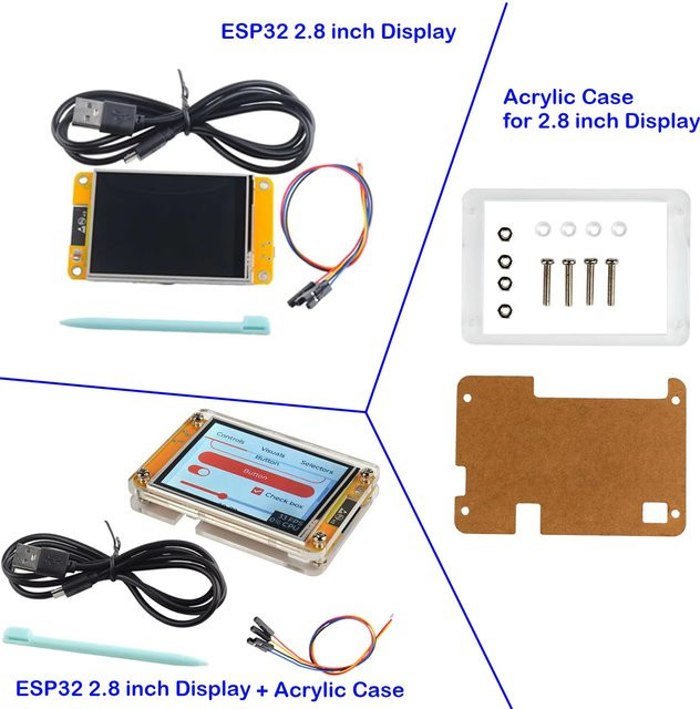 DIYmall ESP32-2432S028R ESP32 Entwicklungsboard mit 2,8-Zoll ILI9341 TFT LCD Display und resistivem Touchscreen inklusive Acrylgehäuse - Bild 1