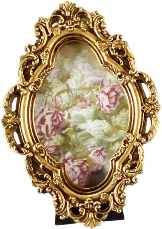 Kesoto Bilderrahmen aus Kunstharz in Gold mit floralem Design und ovaler Form für Tischaufstellung oder Wandmontage - Bild 1