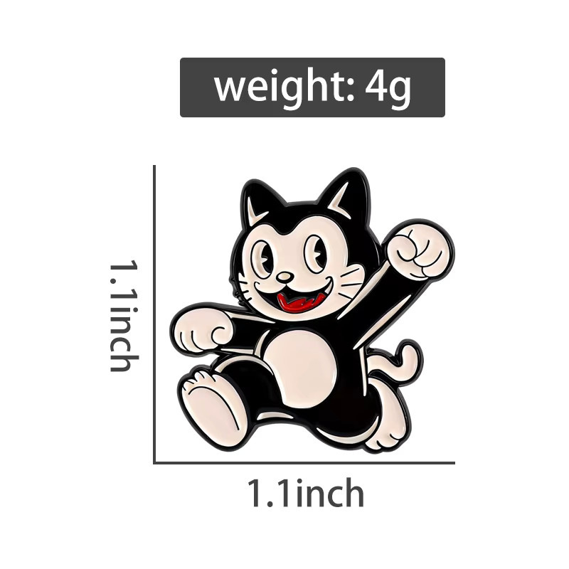 Brosche Schwarz Weiße Katze Emaille, Unisex - Bild 2