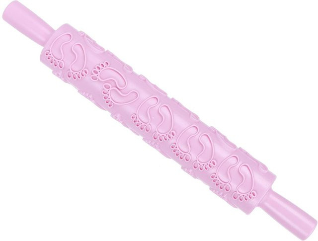 CosyHome Fondant Nudelholz mit Blättermuster aus Kunststoff in Pink, spülmaschinenfestes Backwerkzeug zur Dekoration von Gebäck und Kuchen - Bild 1