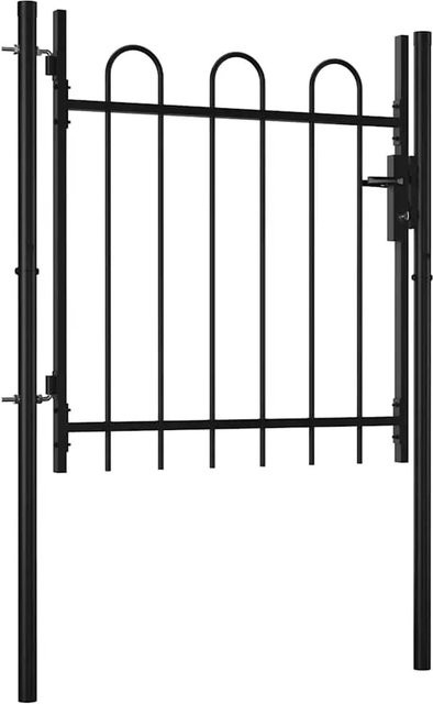 vidaXL Einzelflügel-Zauntor aus Stahl in Schwarz, Breite: 100 cm, Höhe: 75 cm - Bild 1