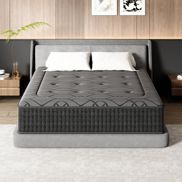 DEWINNER Taschenfederkernmatratze mit Memory Foam, 7-Zonen, mittelhart, grau, B/T/H: 140 x 200 x 30 cm, Öko-Tex Standard 100 zertifiziert - Bild 1