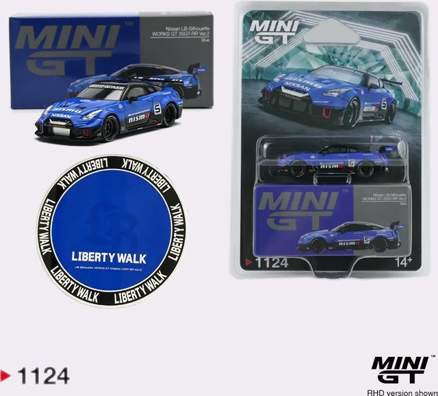 MINIGT LBWK LB Silhouette WORKS GT NISSAN 35 GT RR Ver.2, Druckgussautomodell, 1:64, Blau, ab 14 Jahren - Bild 1
