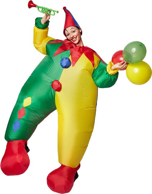 tectake Selbstaufblasbares Kostüm Clown, Bunt / Mehrfarbig - Bild 1