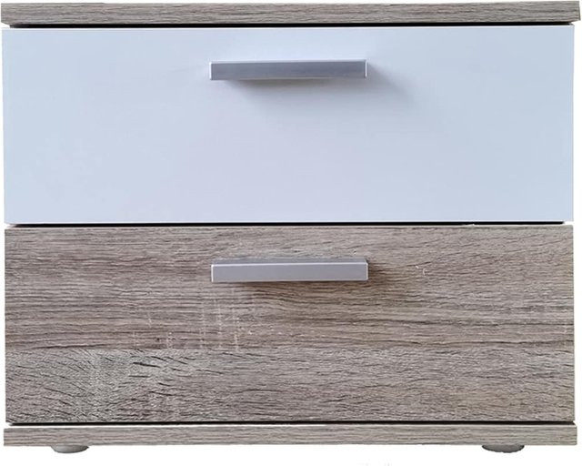 HTI-Line Nachtschrank Nina mit zwei Schubladen in Weiß - Bild 1