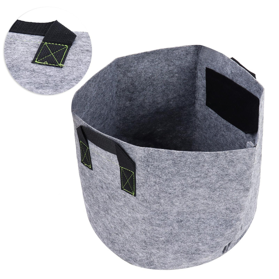 Pflanzsack aus Vliesstoff mit Griffen für Gemüse und Blumen in Grau und Schwarz, 7 Gallon - Bild 4