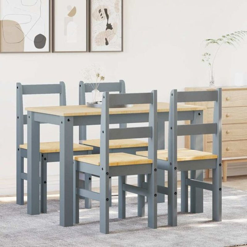 5-tlg. Essgruppe Panama von vidaxl aus Massivholz Kiefer in Grau im Landhausstil - Bild 1