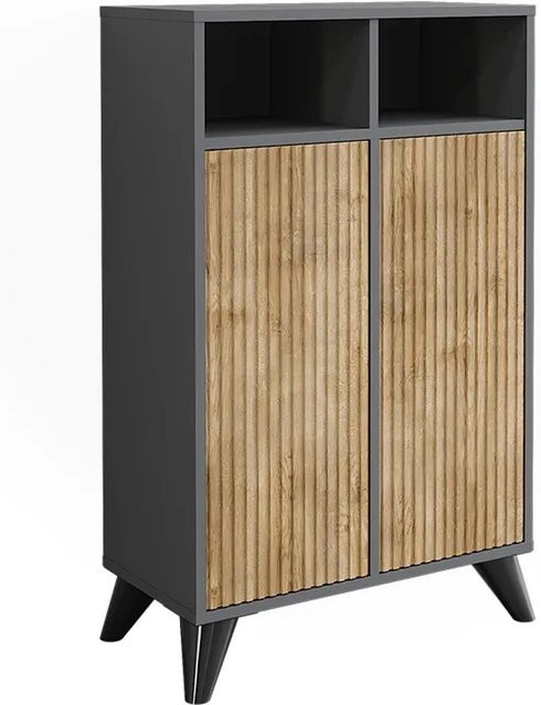 Vicco Midischrank Leano in Anthrazit und Bergeiche mit 2 Türen, B/H: 60 x 97 cm - Bild 1