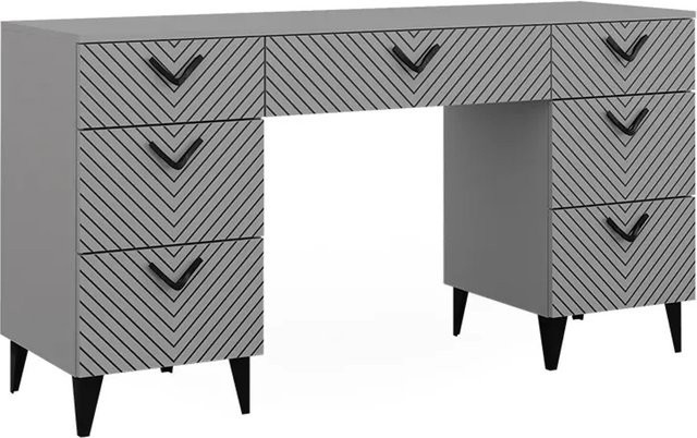 Vicco Schminktisch Anett Grau mit 7 Schubladen, Breite: 150 cm, Tiefe: 78 cm - Bild 2