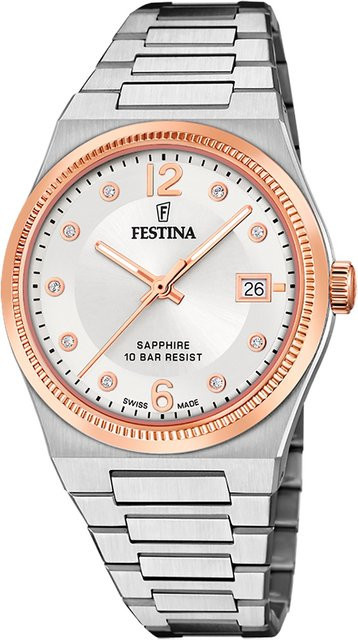 Festina Damenuhr, Quarz, Edelstahl, Silber, 35 mm, 10 ATM - Bild 1