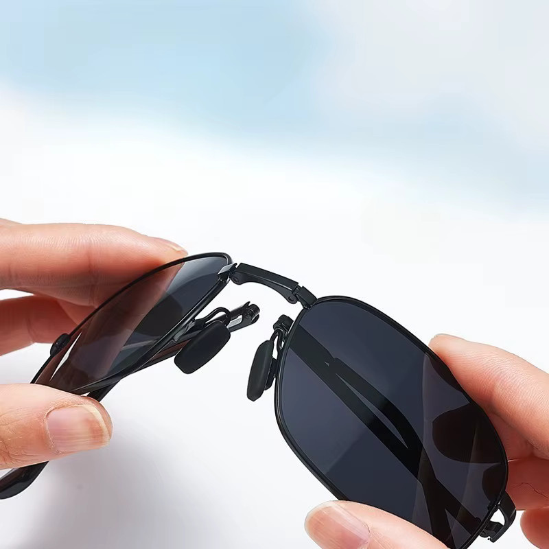 Polarisierte faltbare Sonnenbrille, quadratisch, Herren, schwarz, Vollrand - Bild 2