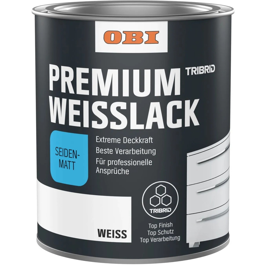OBI Premium Tribrid Weißlack für Holz, seidenmatt, Weiß, 3,75 l - Bild 2