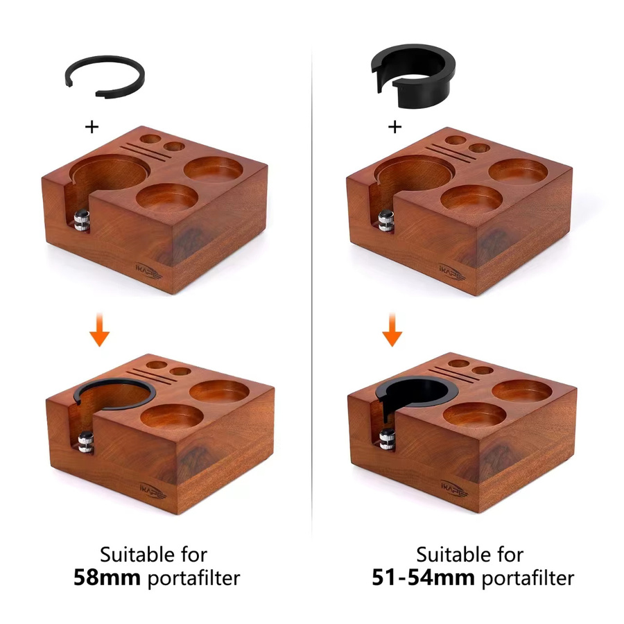 IKAPE 7-in-1 Espresso-Tamper-Station aus Walnussholz in Braun mit Tampermatte und Ständer für 51/54/58 mm - Bild 2
