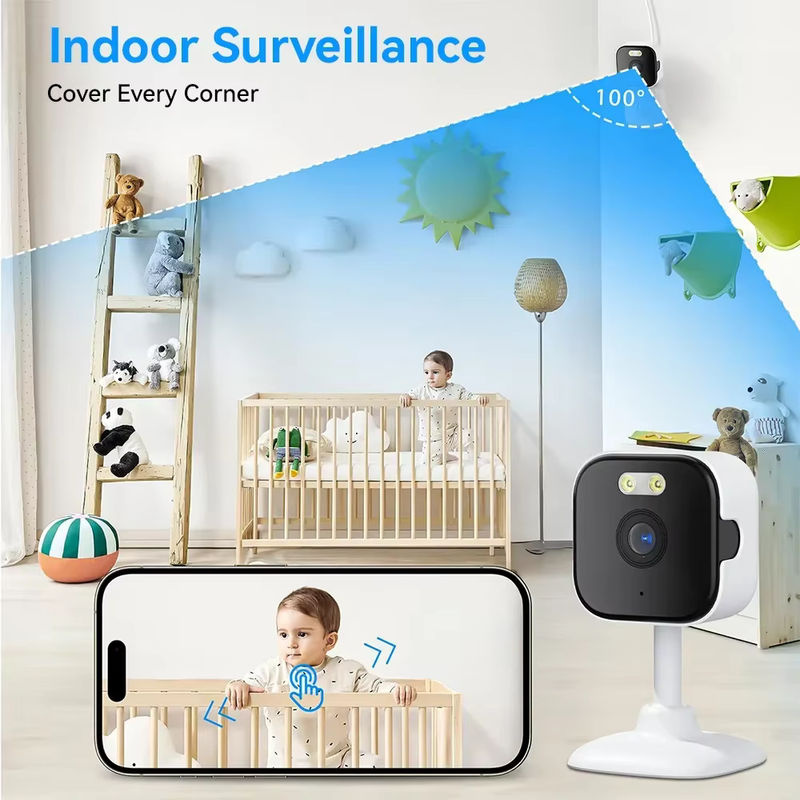 O-KAM Mini 5MP WLAN IP-Kamera für Innenräume mit KI-Menschenerkennung und Farbnachtsicht in Weiß - Bild 3