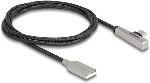 Delock USB 2.0 Kabel mit USB-A und USB-C Stecker in Schwarz und Silber, Länge: 1,00 m - Bild 1