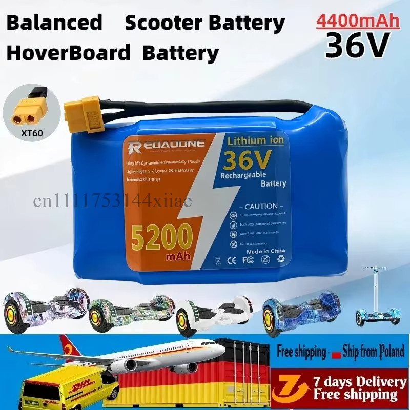 Aleaivy Ersatz-Lithium-Ionen-Akku 36V 10S2P 5200mAh in Blau für selbstbalancierende elektrische Hoverboards - Bild 2