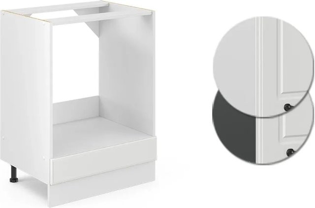 Vicco R-Line Herdumbauschrank in Weiß und Eiche im Landhausstil, Breite: 60 cm, Höhe: 81,6 cm, Tiefe: 60 cm - Bild 1