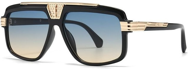Fable Lh119 Sonnenbrille Aviator, Damen, Vollrand, Kunststoff, grau, schwarz - Bild 1