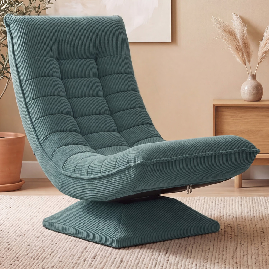 CASARIA Sessel Aberdeen Graugrün Cord 5fach verstellbar 360 Grad drehbar klappbar - Bild 2