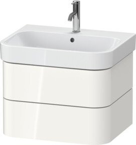 Duravit Waschtischunterschrank Happy D.2 Plus in Weiß Hochglanz mit 2 Schubkästen, Wandhängend, Breite: 62,5 cm, Tiefe: 49 cm - Bild 1