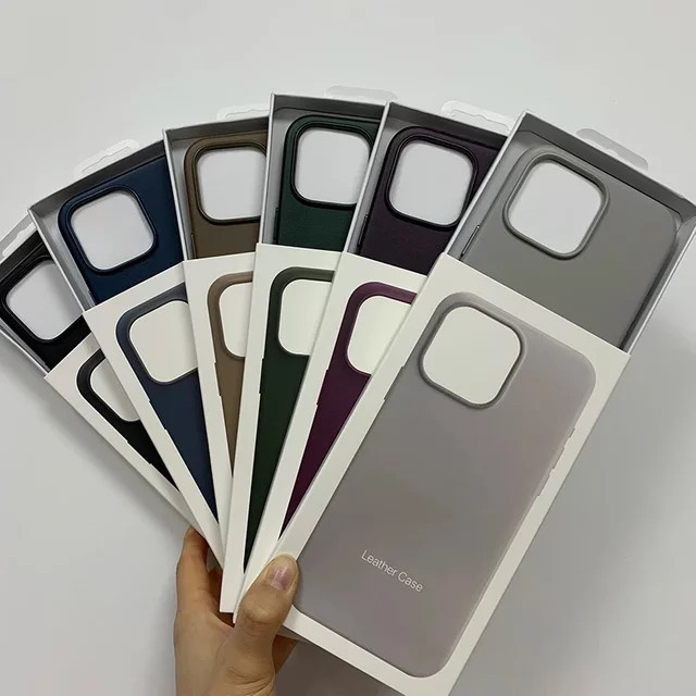 Apple Magnetische Business-Lederhülle für iPhone kompatibel mit MagSafe, Farbe: Grau - Bild 1