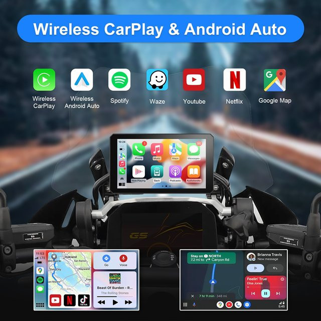 IYING 7-Zoll-Display für BMW Motorrad mit Wireless CarPlay, Android Auto und GPS-Navigator inklusive Magic Wheel in Schwarz für R1200GS R1250GS R1300GS - Bild 1