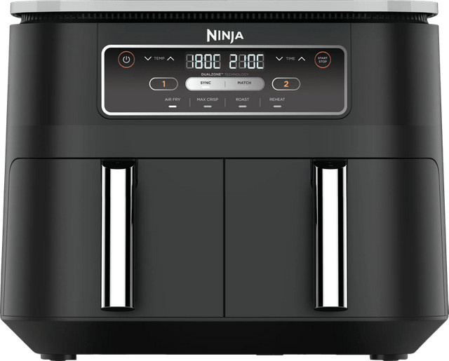 Ninja Foodi Dual Zone Heißluftfritteuse AF200EU 4-in-1 Doppel-Heißluftfritteuse, Schwarz - Bild 1