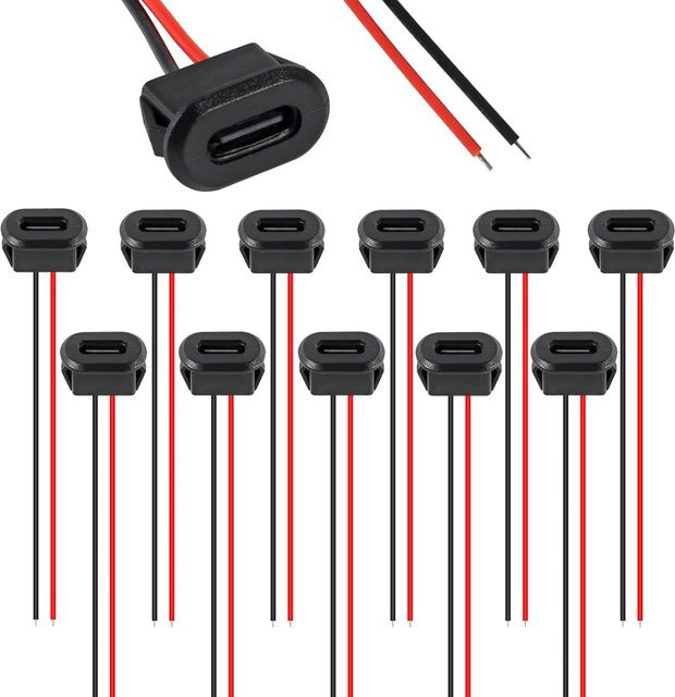 AOKIN 20 Stück USB-C Buchsenstecker mit 2-poligem Anschluss in Schwarz - Bild 1