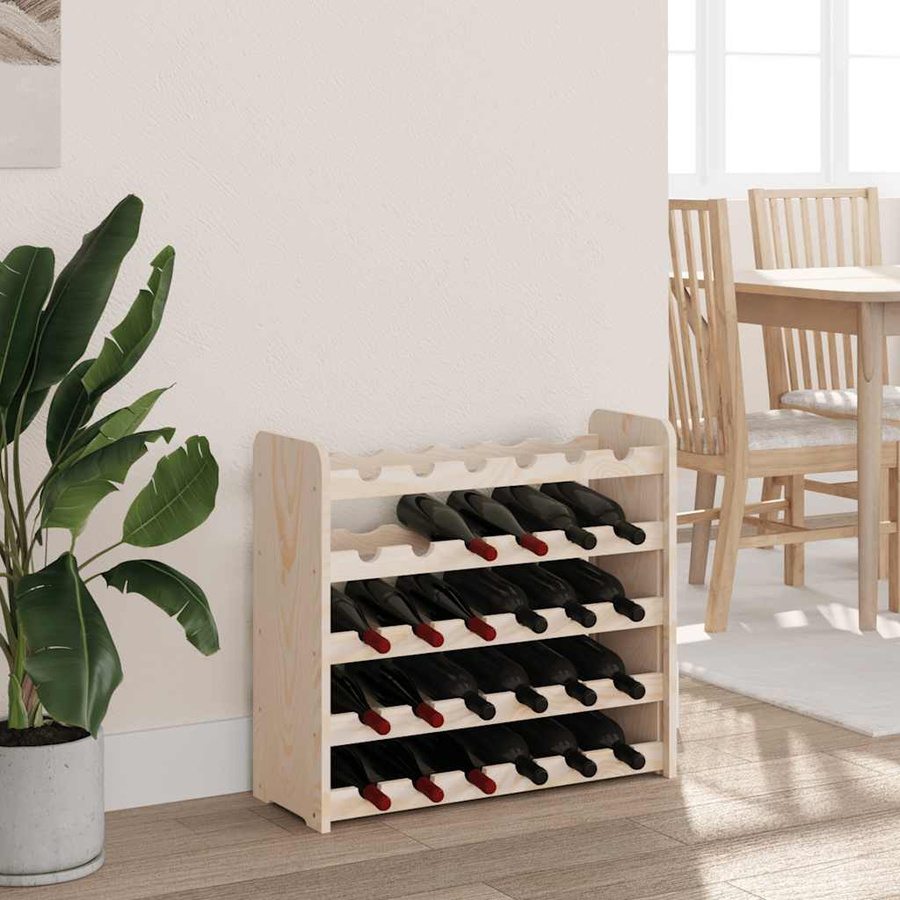 vidaXL Weinregal aus massivem Kiefernholz in natürlicher Optik, Wandmontage, B/T/H: 67,5 x 25 x 60 cm - Bild 3