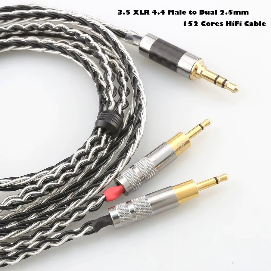 Sennheiser HiFi-Audiokabel 3,5 mm XLR auf Dual 2,5 mm mit 152 Kernen für HD700 und NW ZX300A in Silber - Bild 2