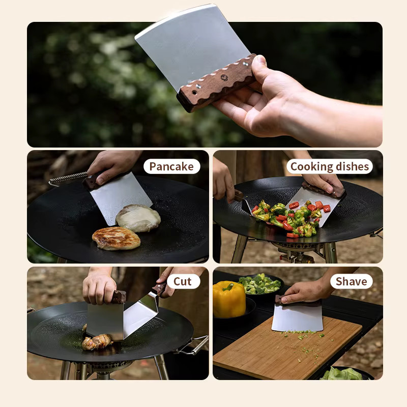 Campingmoon Teppanyaki Bratenspatel und multifunktionaler Messerzerkleinerer aus Edelstahl in Silber - Bild 6