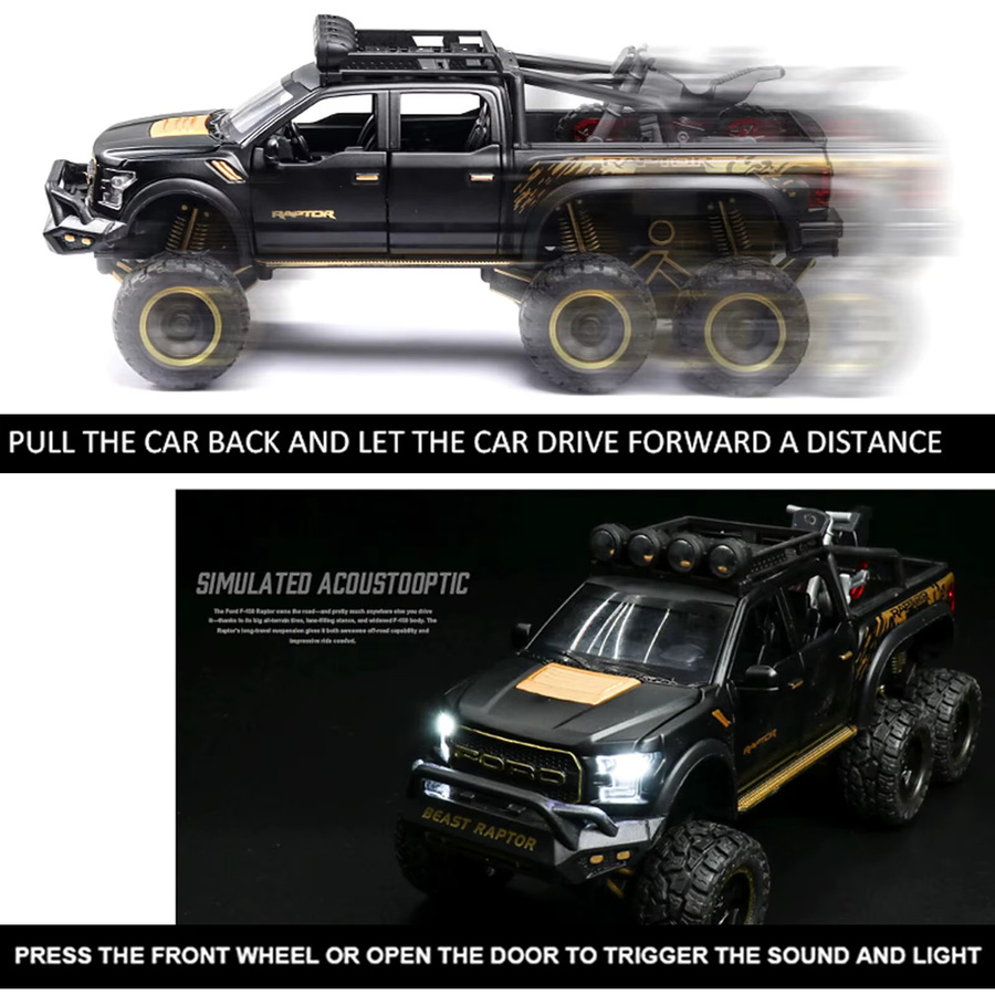 CCA F150 Raptor Pickup Trucks Modellauto, 1:24, Metall, mit Ton und Licht, Blau, ab 3 Jahre - Bild 3