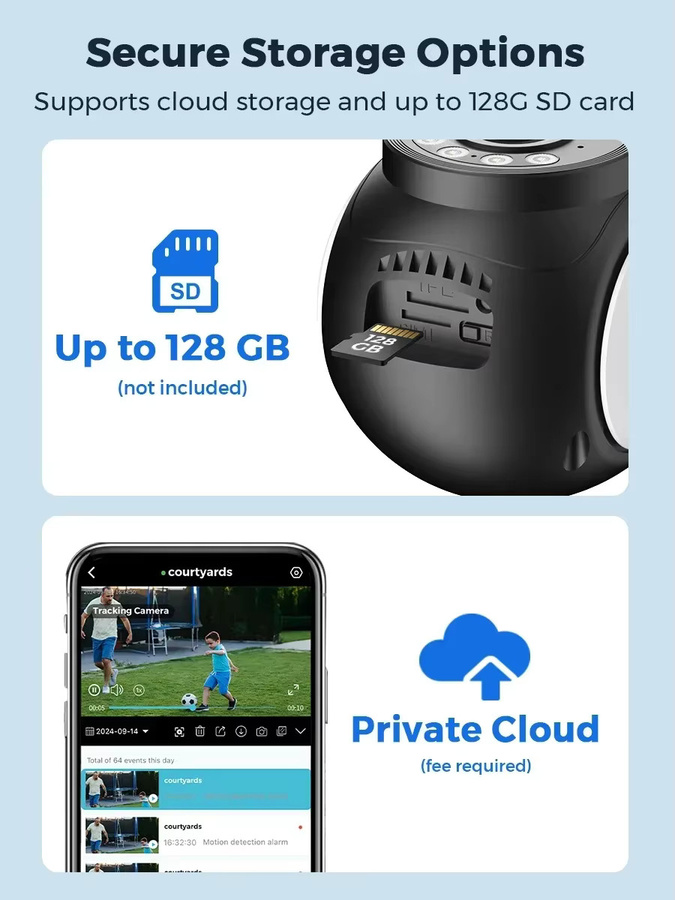 Abuntu O-KAM PRO Wifi Sicherheit Kamera mit Dual Lens, 10MP 5K Auflösung, Dual Bildschirme, 5X Digital Zoom, Nachtsicht und Menschlicher Erkennung, Weiß - Bild 5