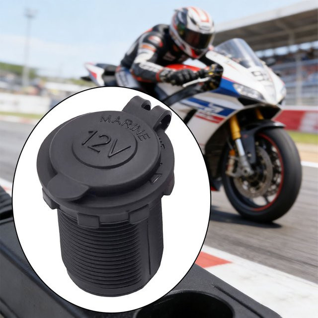 HJFOR Wasserdichte 12V Auto-Zigarettenanzünderbuchse Stromadapter in Schwarz für Marine, Boot, Motorrad, LKW, Wohnmobil und ATV - Bild 1