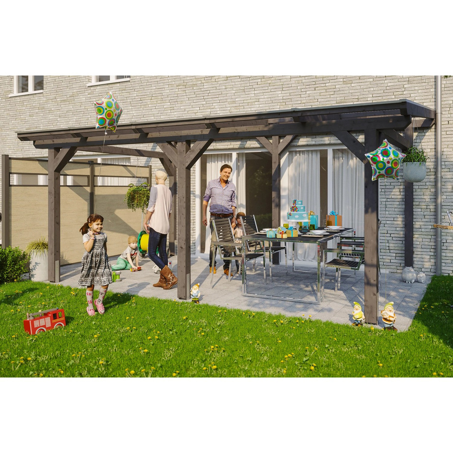 Skan Holz Terrassenüberdachung Siena in Schiefergrau mit Polycarbonat Doppelstegplatten, B/T/H: 541 x 256 x 250 cm - Bild 2