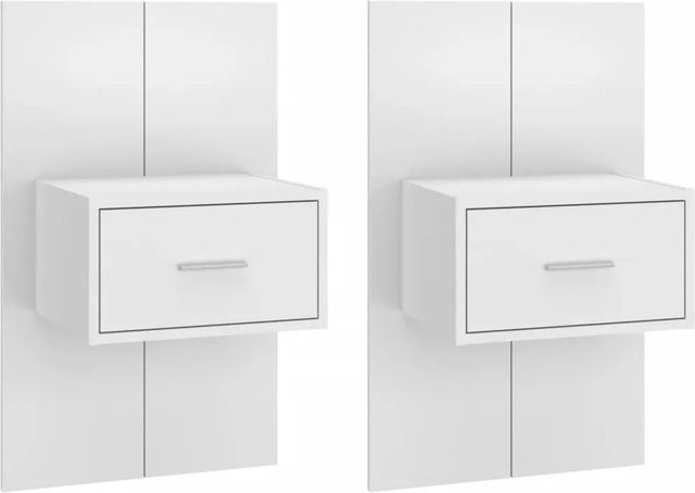 vidaXL Wand-Nachttische 2er-Set Weiß, Wandmontage für das Schlafzimmer, B/H/T: 32,5 x 48,5 x 80 cm - Bild 1