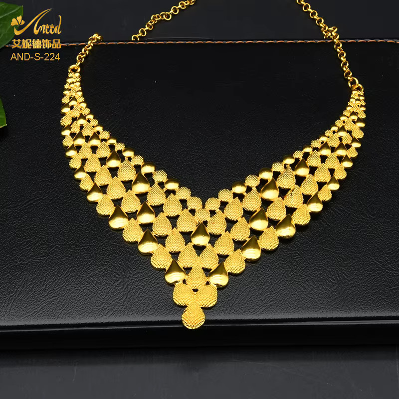 XUHUANG Schmuck-Set Halskette und Ohrringe, Gold, Damen - Bild 2