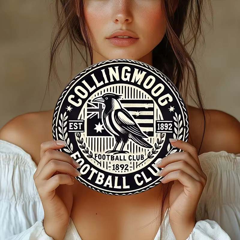 Potdemiel Collingwood Football Club Vintage Metall-Wandkunst, Retro-Aluminium-Schild in Schwarz, B/H: 20,3 x 20,3 cm - Bild 3
