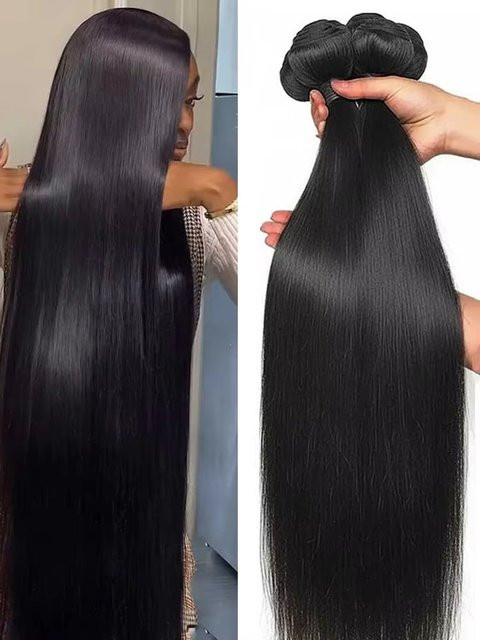 BUNGIOL Echthaar-Haarverlängerung Remy, Naturschwarz, 12-42 Zoll - Bild 1