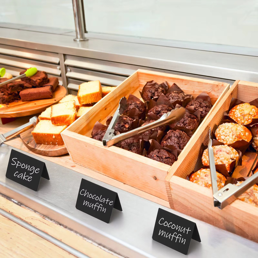 Mini-Kreidetafeln als wiederbeschreibbare Nachrichtentafeln in Schwarz für Sitzkarten, Lebensmitteletiketten und Party-Buffets, 10 Stück - Bild 4