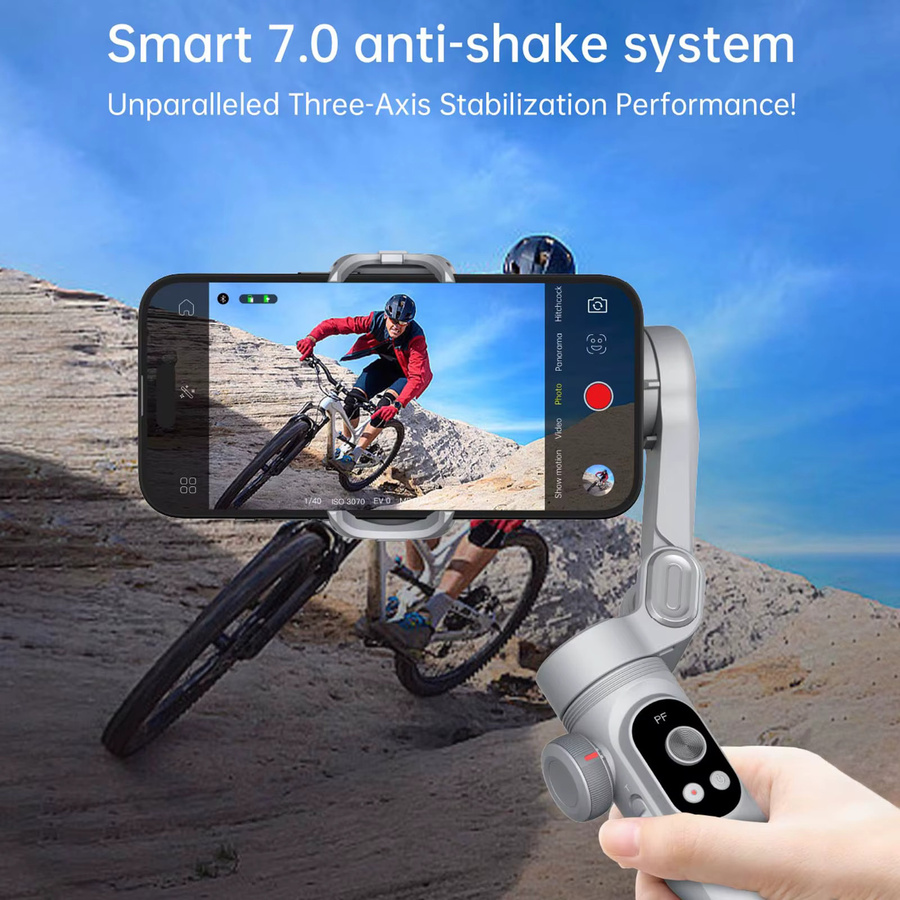 AOCHUAN Smart XPro 3-Achsen-Gimbal-Stabilisator für iPhone und Android in Grau - Bild 2