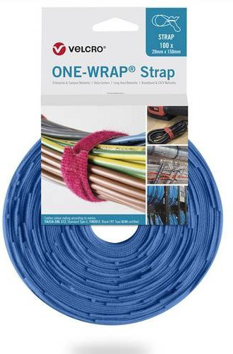 VELCRO One Wrap Strap Klettband Blau, 100 Stück, Breite: 2 cm, Länge: 33 cm - Bild 1