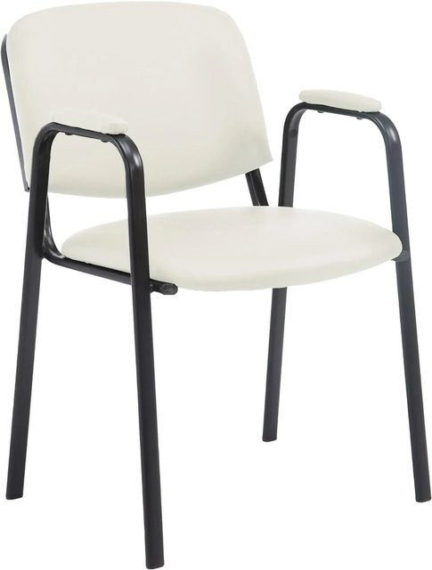 DELUKE Besucherstuhl ZAGREB Konferenzstuhl aus Kunstleder in Creme, B/T/H: 53 x 55 x 79 cm - Bild 1